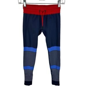 Kari Traa Tveito Tights Base Layer Leggings Blue Red Size XS/S Ski Preppy